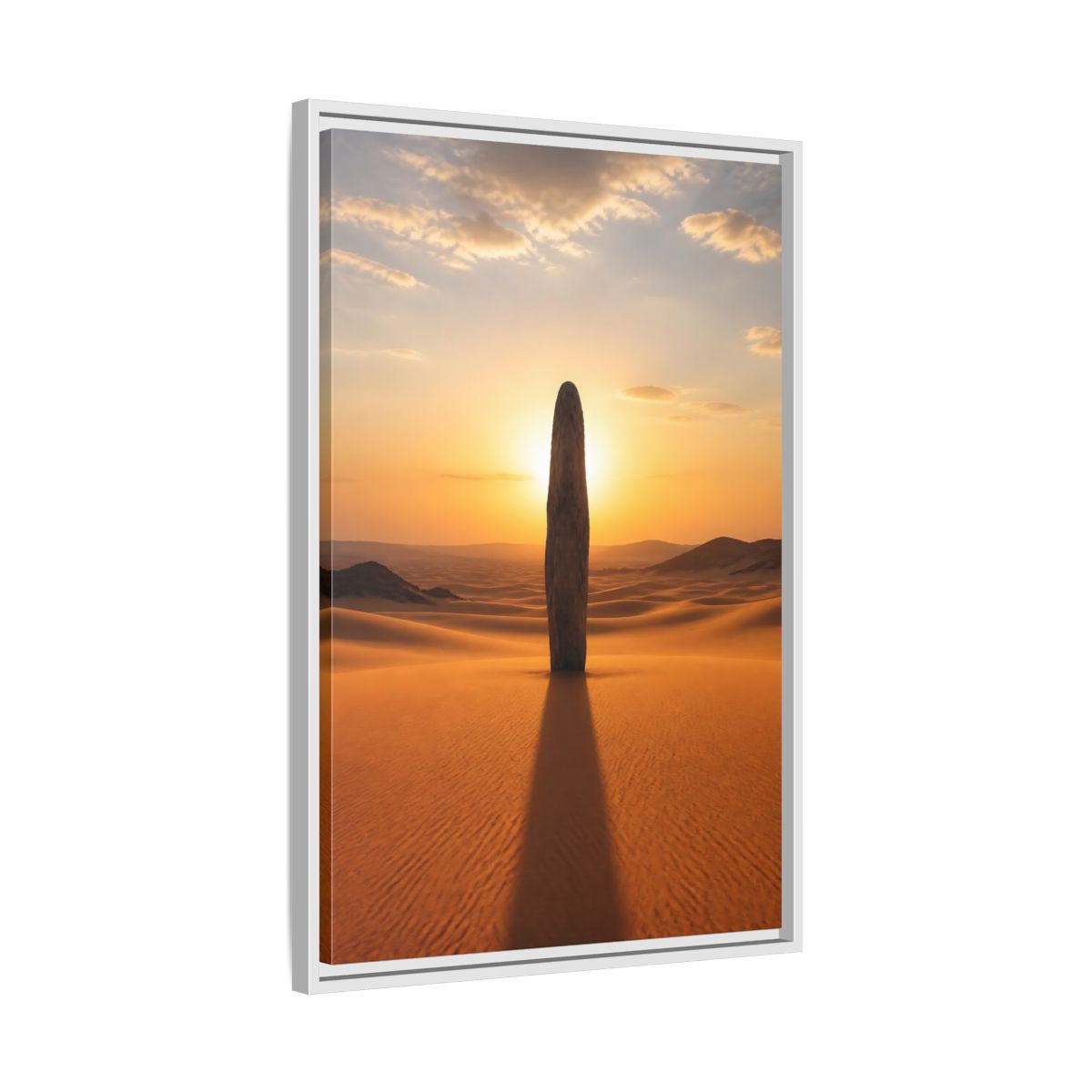 Side Mockup 10. Nature Stone Monolith Golden Desert shown as stretched canvas wall art