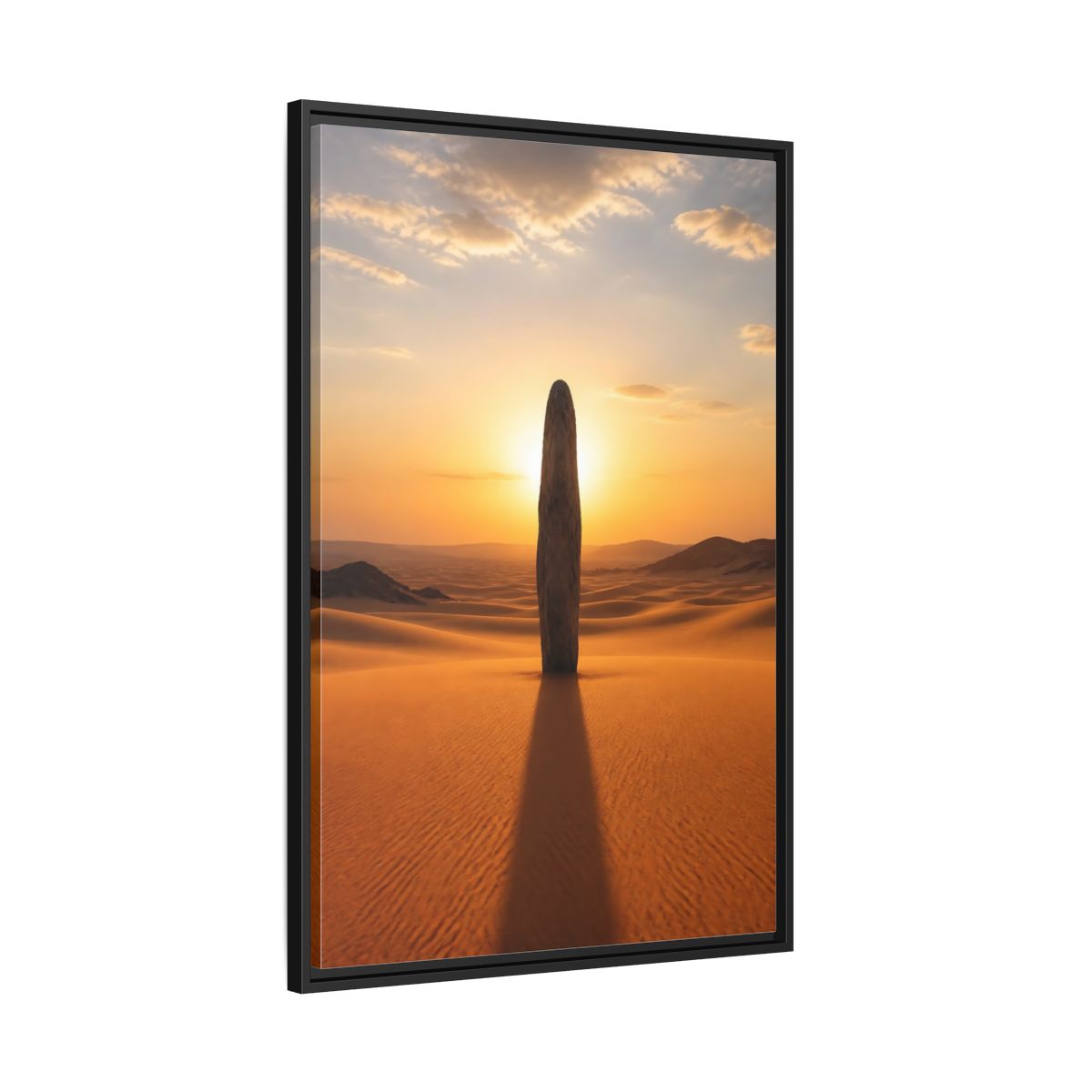 Side Mockup 13. Nature Stone Monolith Golden Desert shown as stretched canvas wall art