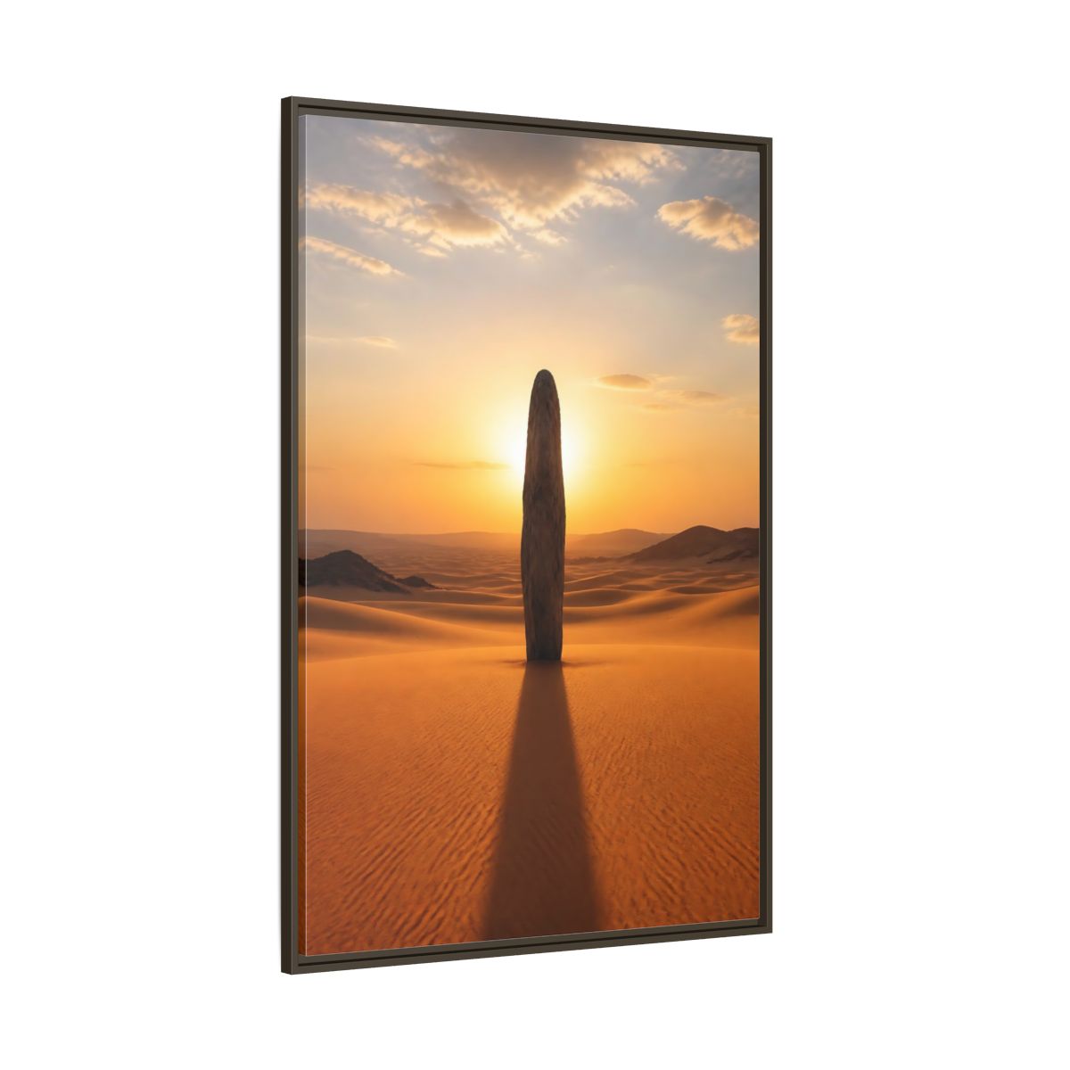 Side Mockup 8. Nature Stone Monolith Golden Desert shown as stretched canvas wall art