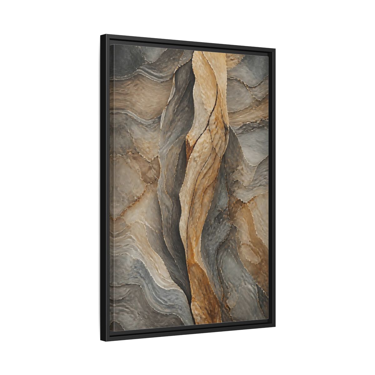 Side Mockup 14. Nature Stone Texture Brown And Gray Stone shown as stretched canvas wall art