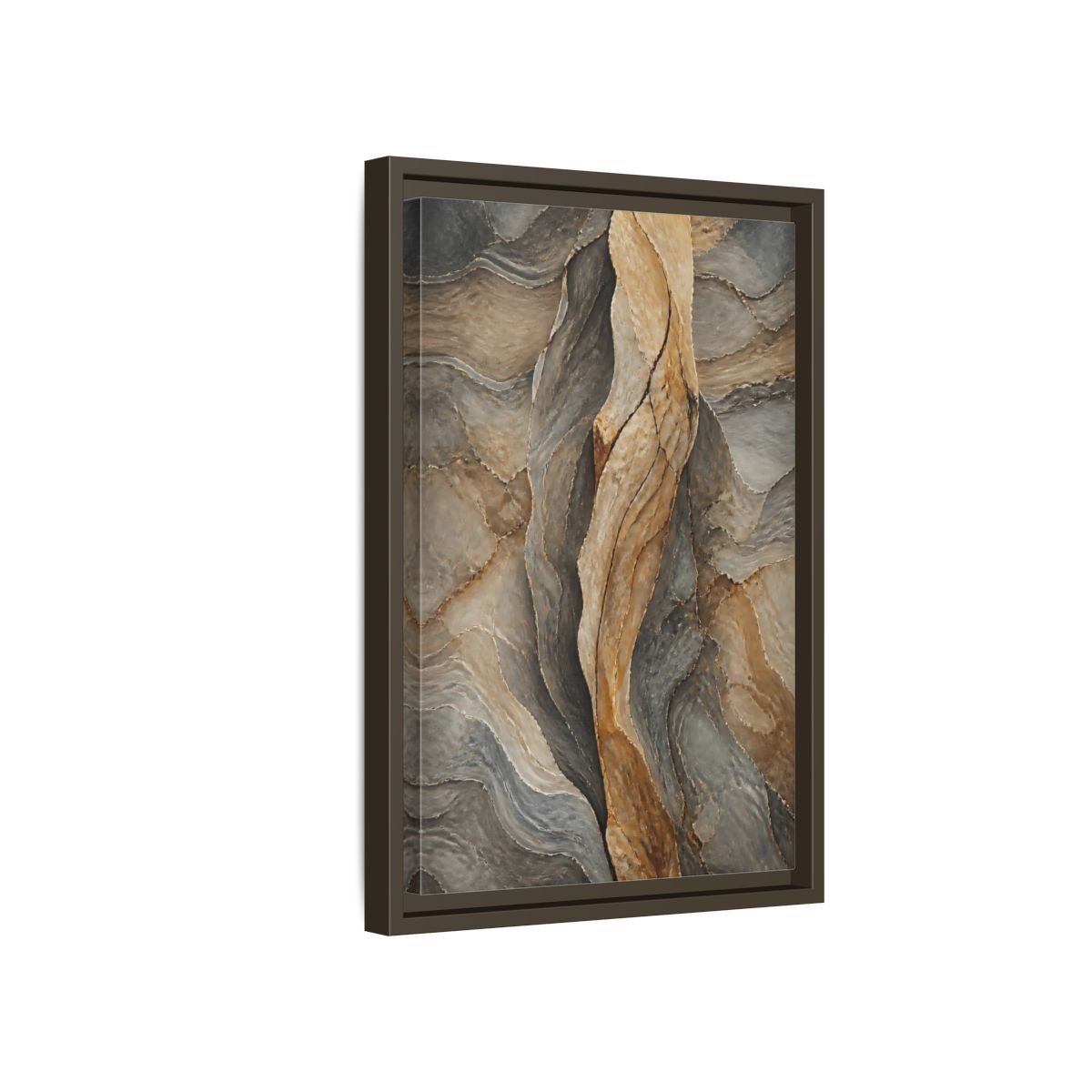 Side Mockup 5. Nature Stone Texture Brown And Gray Stone shown as stretched canvas wall art