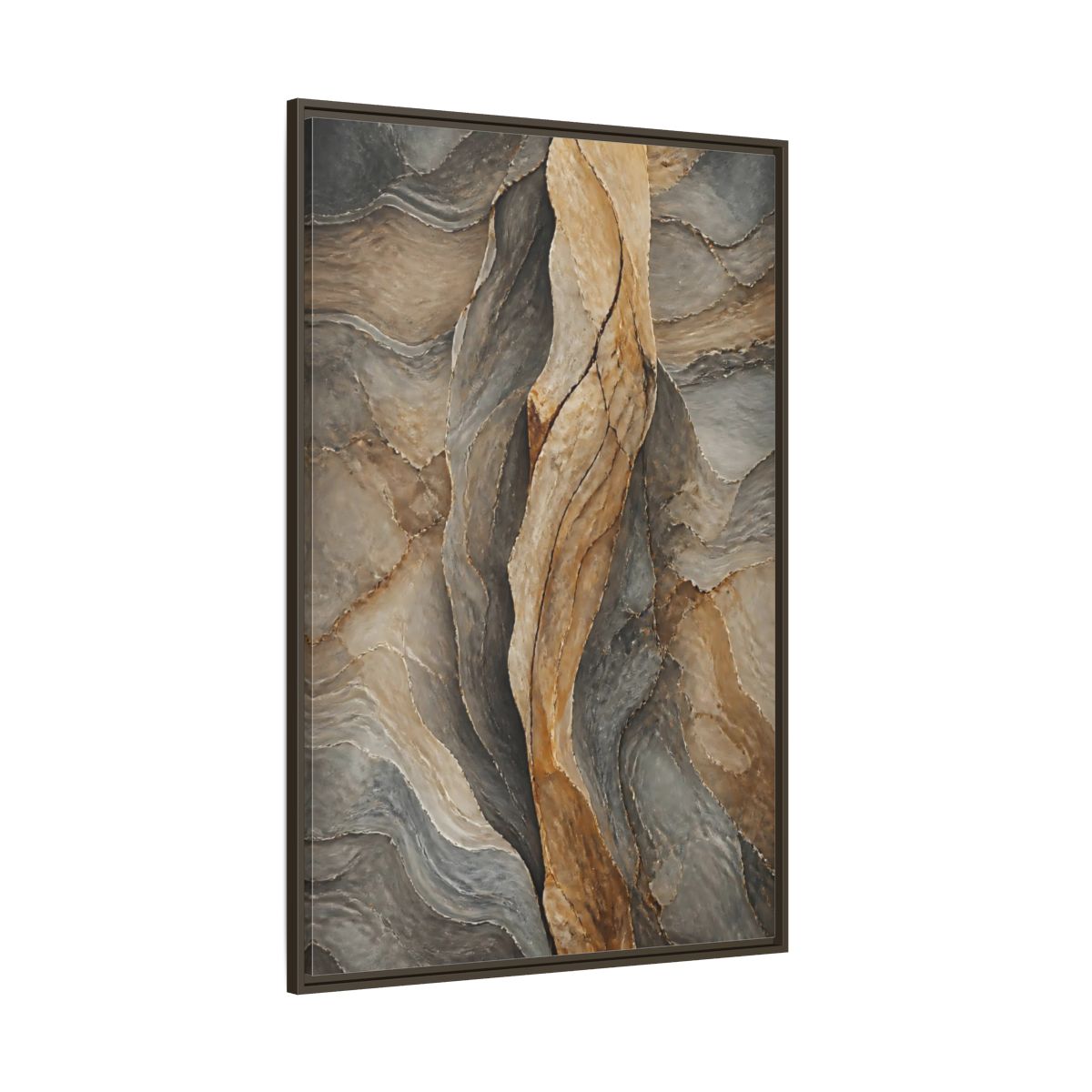 Side Mockup 8. Nature Stone Texture Brown And Gray Stone shown as stretched canvas wall art