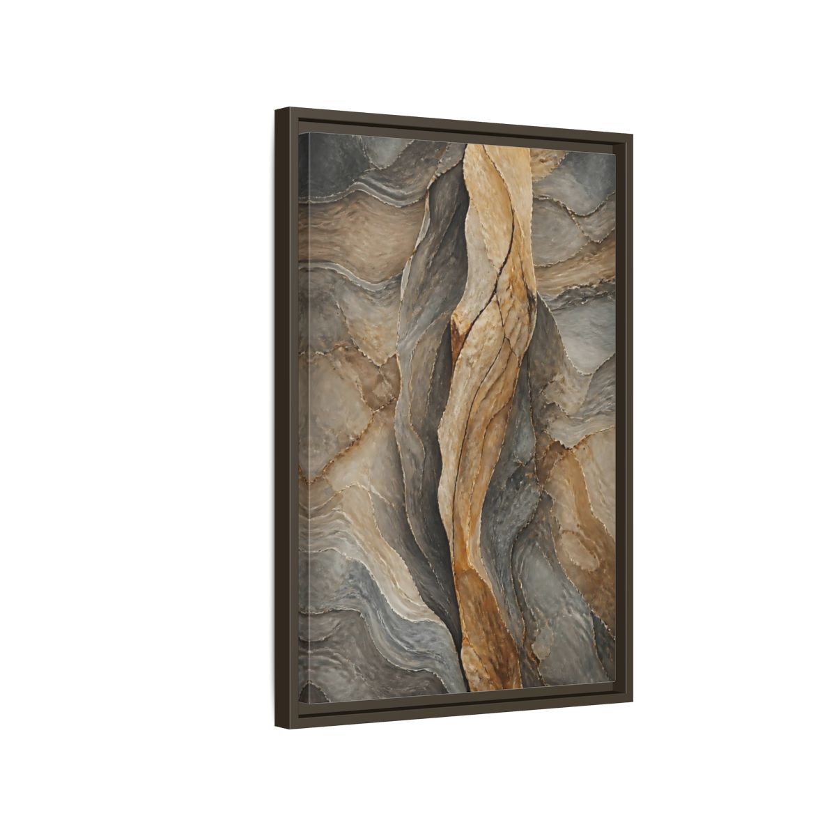 Side Mockup 2. Nature Stone Texture Brown And Gray Stone shown as stretched canvas wall art