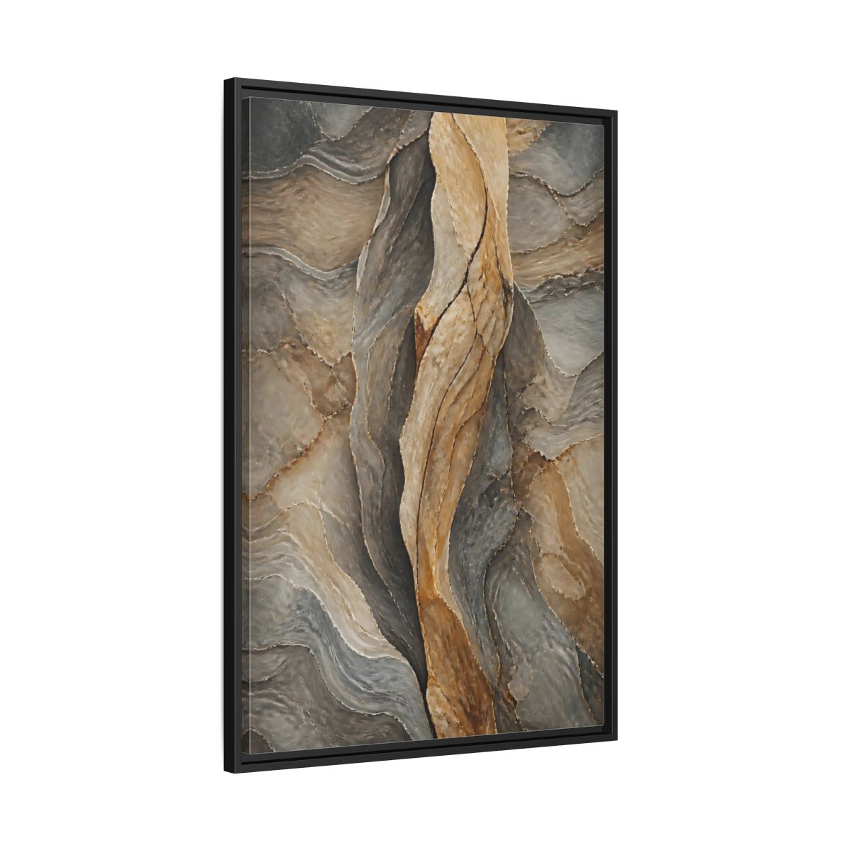 Side Mockup 13. Nature Stone Texture Brown And Gray Stone shown as stretched canvas wall art