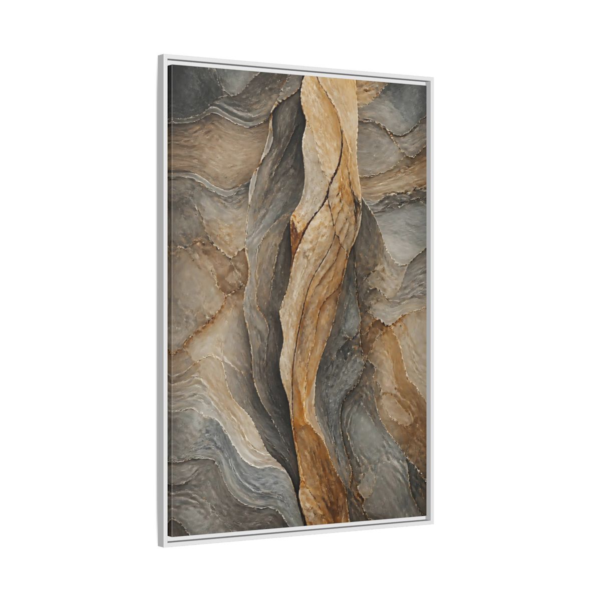 Side Mockup 7. Nature Stone Texture Brown And Gray Stone shown as stretched canvas wall art