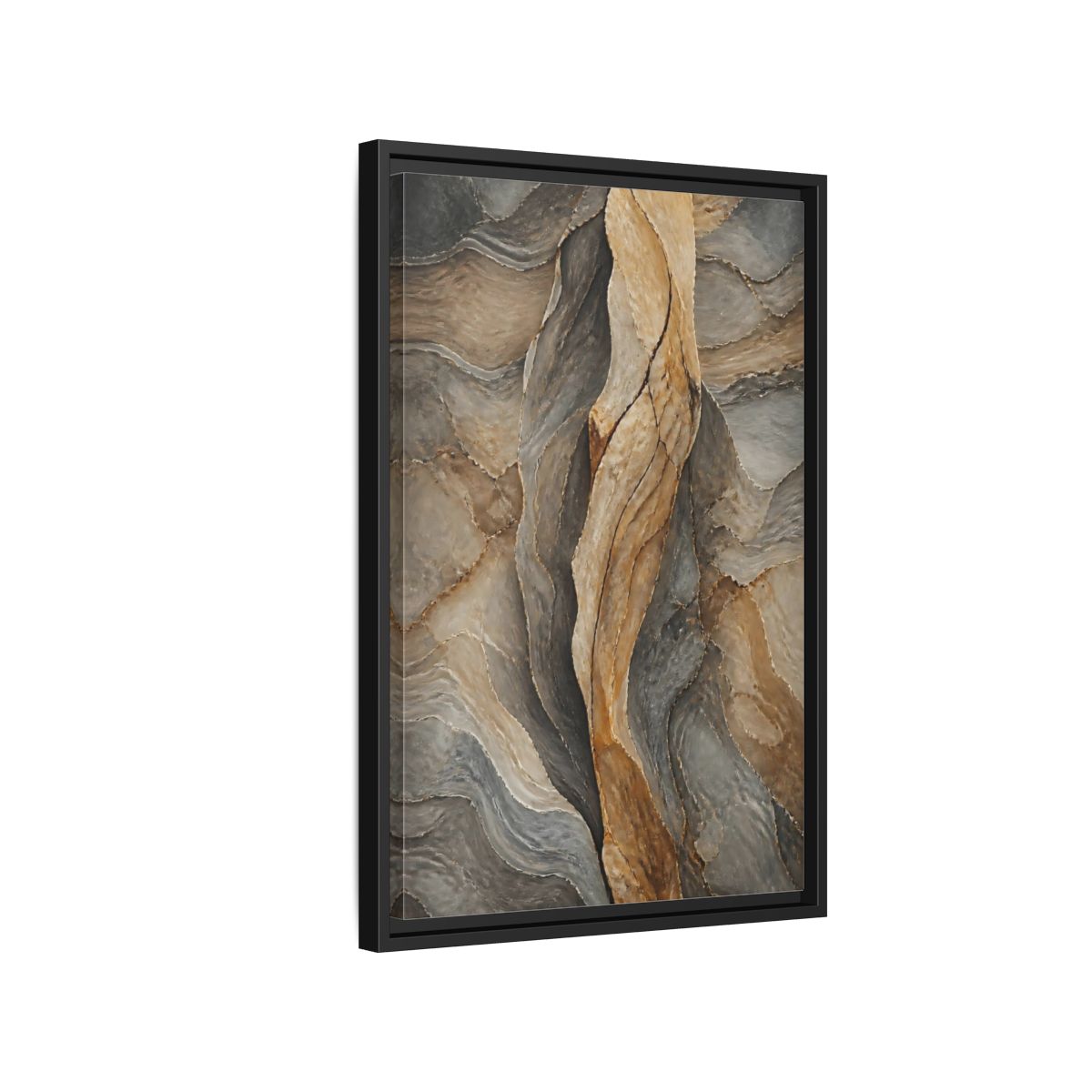 Side Mockup 3. Nature Stone Texture Brown And Gray Stone shown as stretched canvas wall art