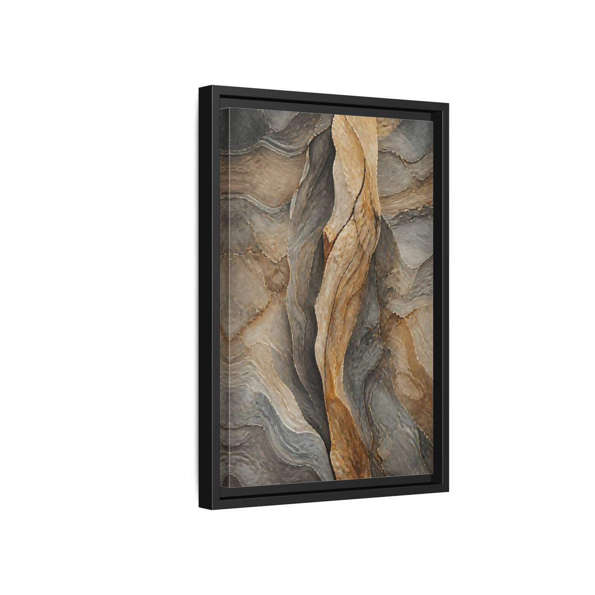 Side Mockup 6. Nature Stone Texture Brown And Gray Stone shown as stretched canvas wall art