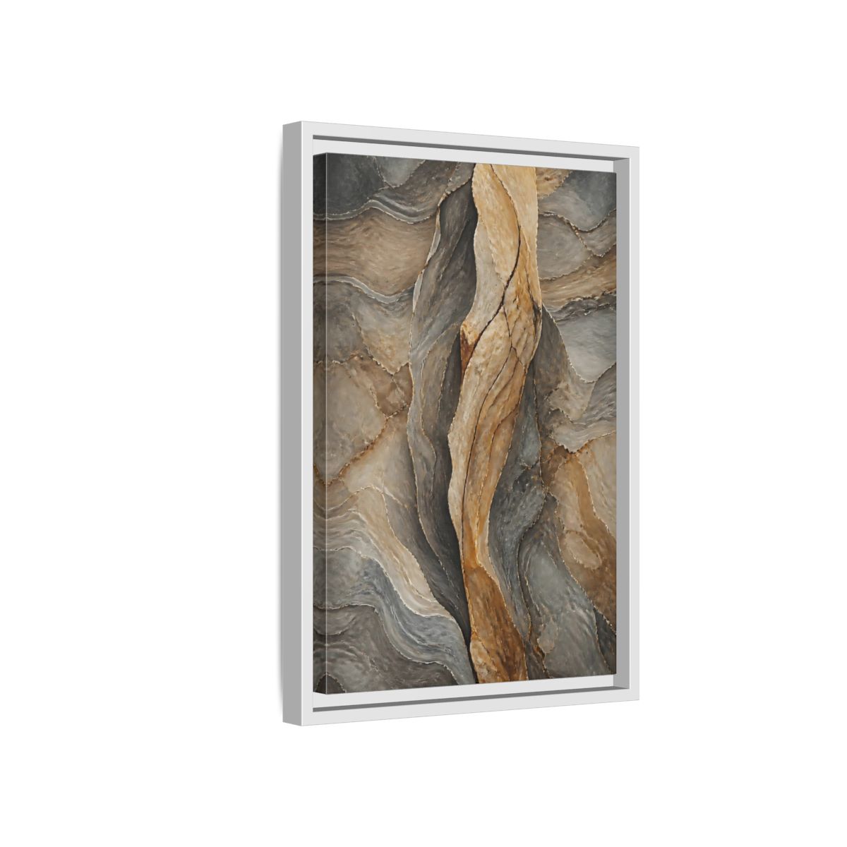 Side Mockup 4. Nature Stone Texture Brown And Gray Stone shown as stretched canvas wall art