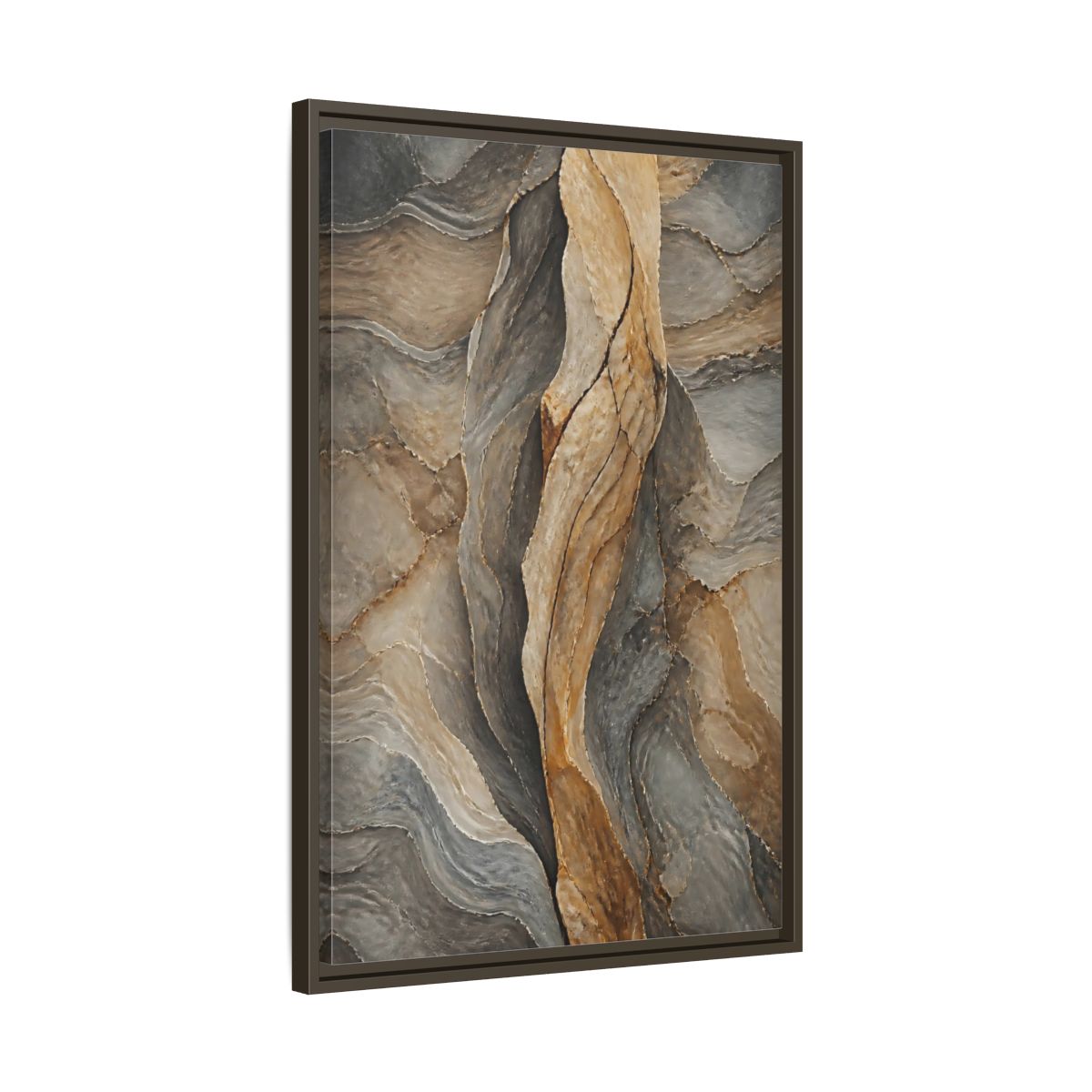 Side Mockup 11. Nature Stone Texture Brown And Gray Stone shown as stretched canvas wall art