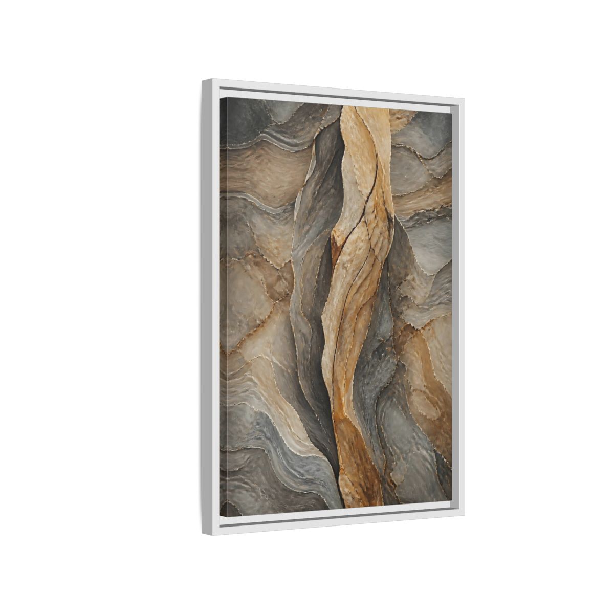 Side Mockup 1. Nature Stone Texture Brown And Gray Stone shown as stretched canvas wall art
