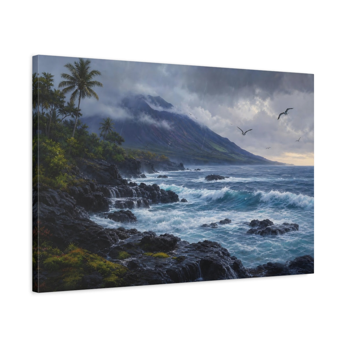 Side Mockup 2. Nature Stormy Coast Stormy Coastal Landscape shown as stretched canvas wall art