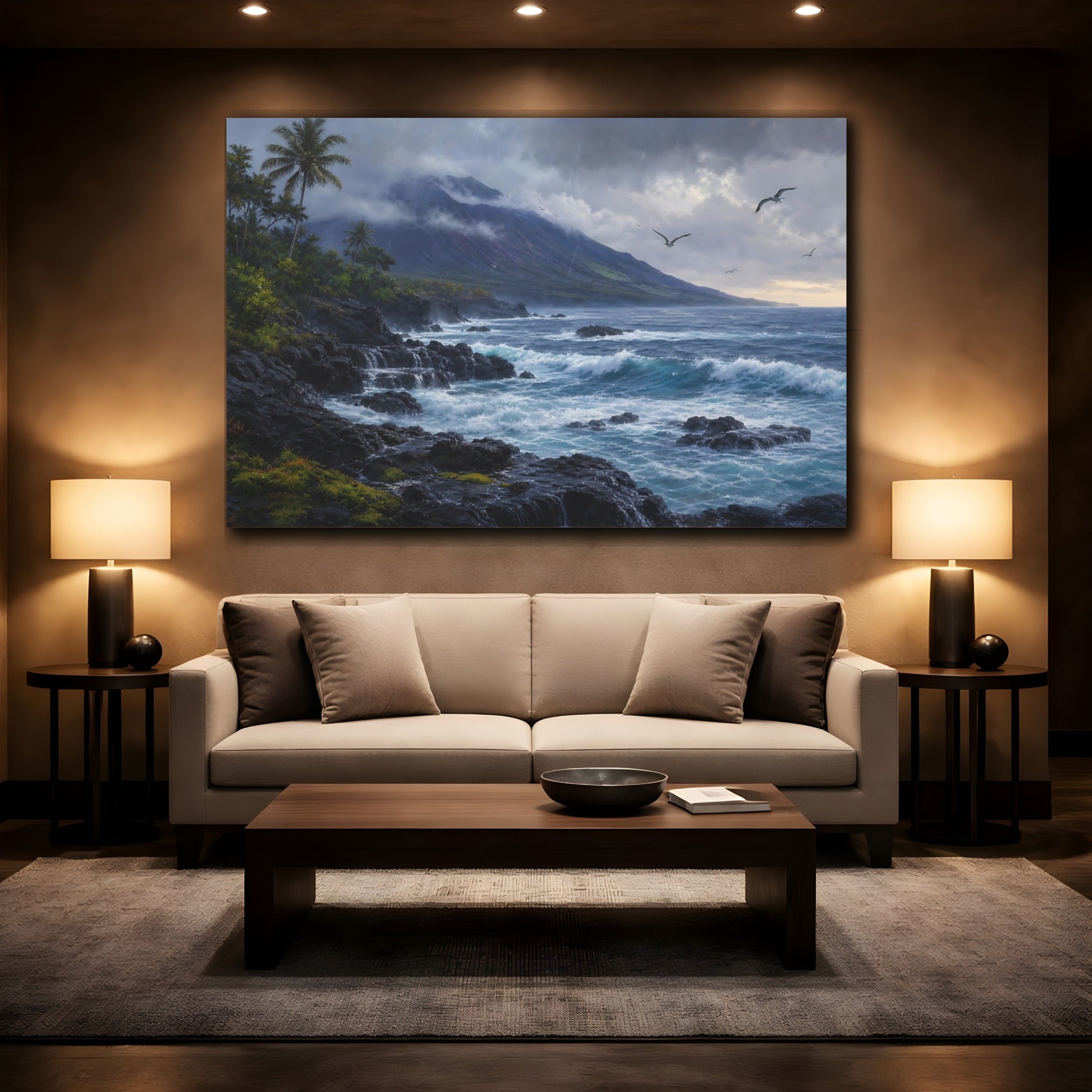 Mockup 2. Nature Stormy Coast Stormy Coastal Landscape shown as stretched canvas wall art