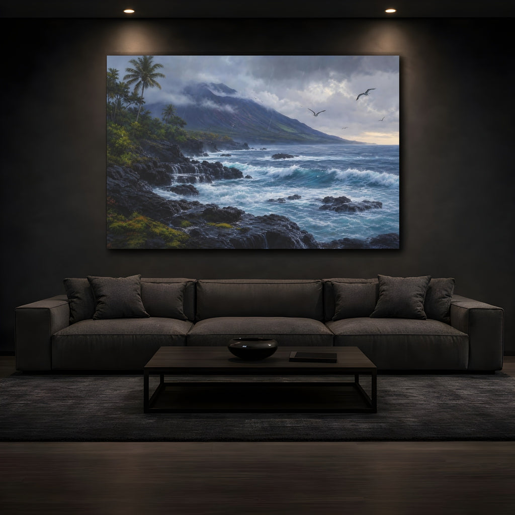 Mockup 3. Nature Stormy Coast Stormy Coastal Landscape shown as stretched canvas wall art