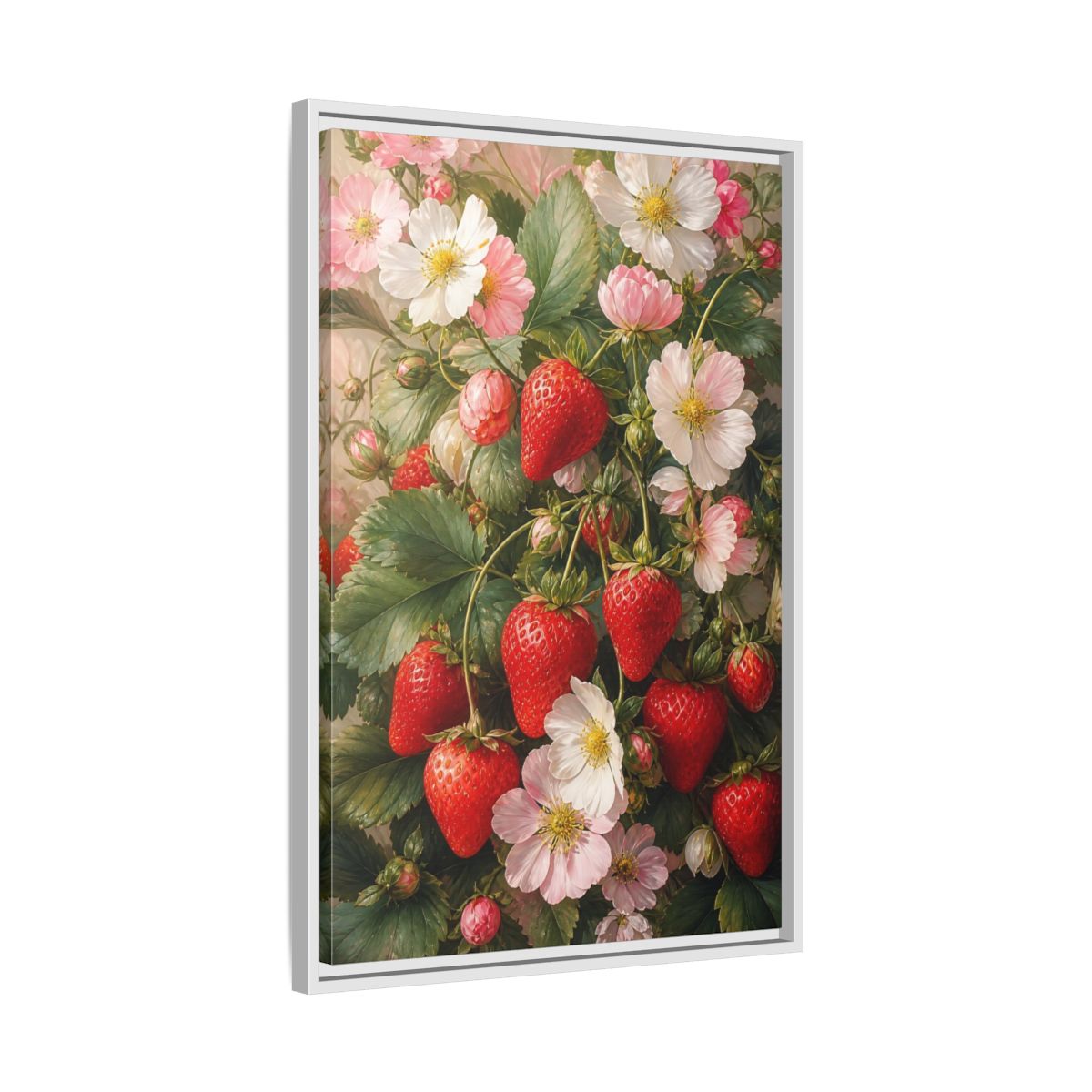 Side Mockup 10. Nature Strawberries Red Strawberries Floral shown as stretched canvas wall art