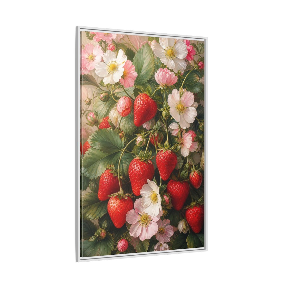 Side Mockup 7. Nature Strawberries Red Strawberries Floral shown as stretched canvas wall art