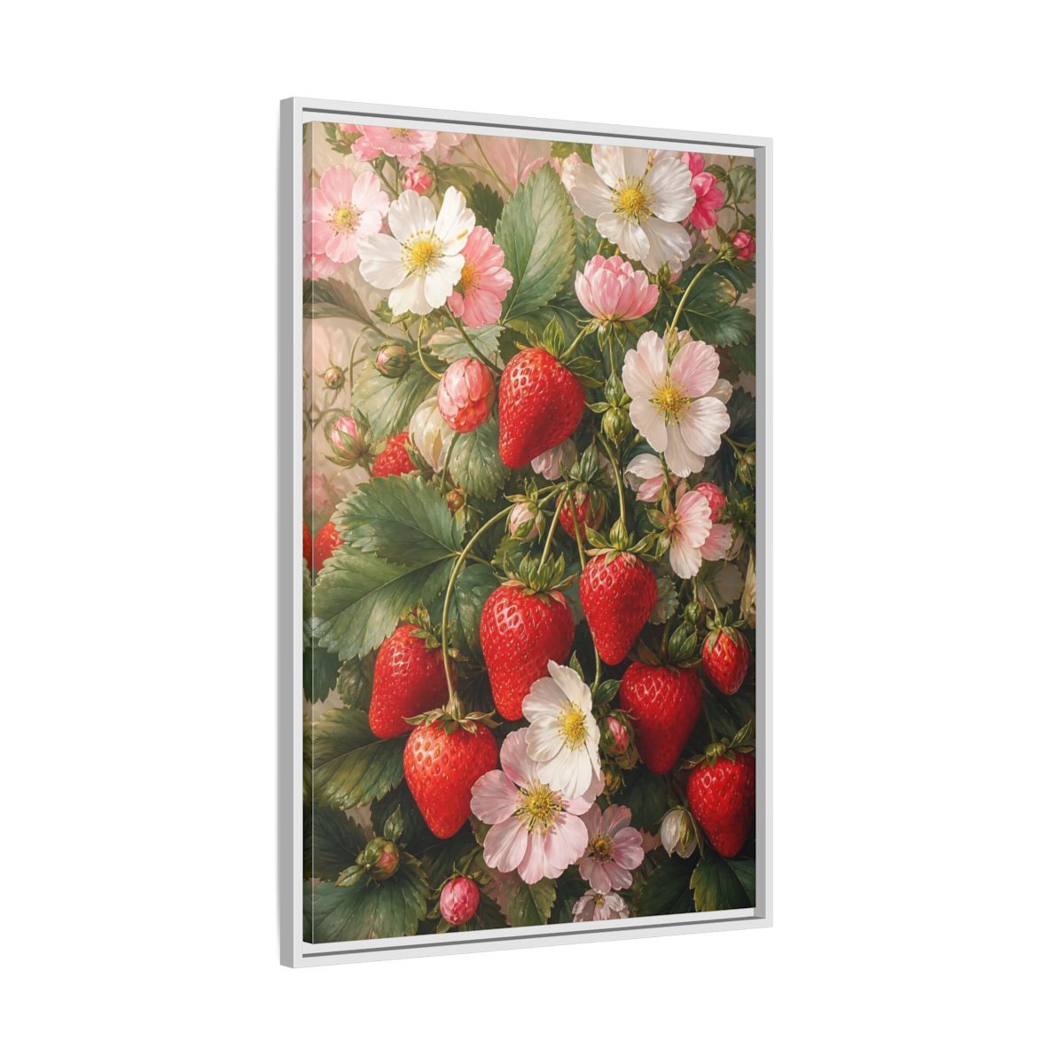 Side Mockup 9. Nature Strawberries Red Strawberries Floral shown as stretched canvas wall art
