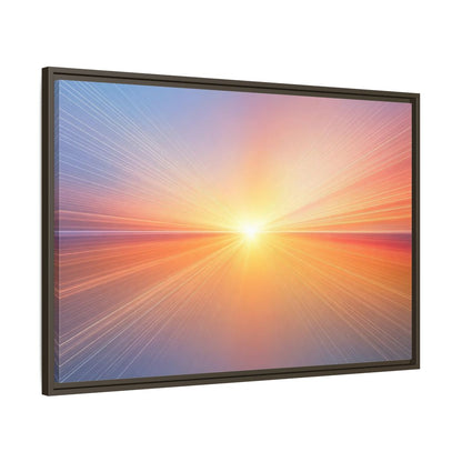 Main Mockup. Nature Sun Burst Sunset Horizon shown as stretched canvas wall art