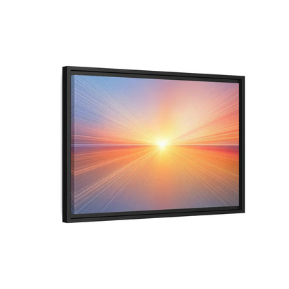 Side Mockup 3. Nature Sun Burst Sunset Horizon shown as stretched canvas wall art