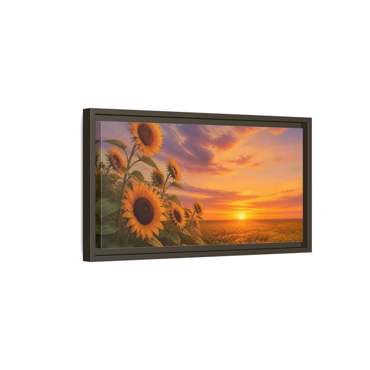 Side Mockup 7. Nature Sunflower Field Orange Yellow Landscape shown as stretched canvas wall art