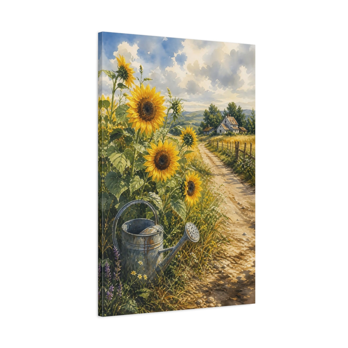 Main Mockup. Nature Sunflowers Golden Sunflowers shown as stretched canvas wall art
