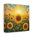 Side Mockup 2. Nature Sunflowers Yellow Sunflowers shown as stretched canvas wall art