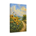 Side Mockup 4. Nature Sunflowers Yellow Sunflowers shown as stretched canvas wall art