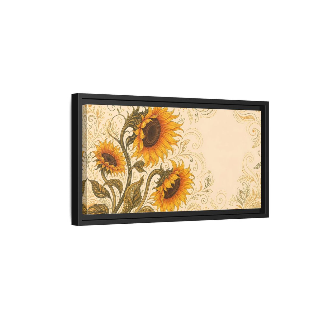 Side Mockup 8. Nature Sunflowers Yellow Sunflowers shown as stretched canvas wall art