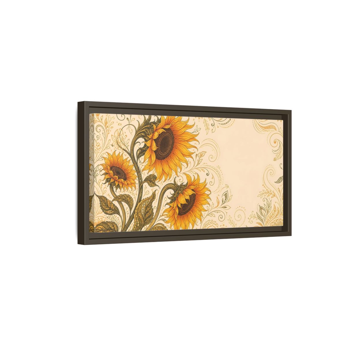 Side Mockup 7. Nature Sunflowers Yellow Sunflowers shown as stretched canvas wall art