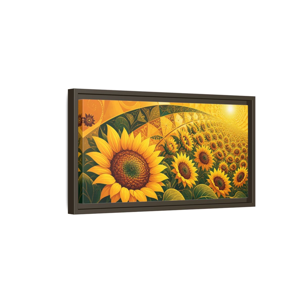 Side Mockup 7. Nature Sunflowers Yellow Sunflowers shown as stretched canvas wall art
