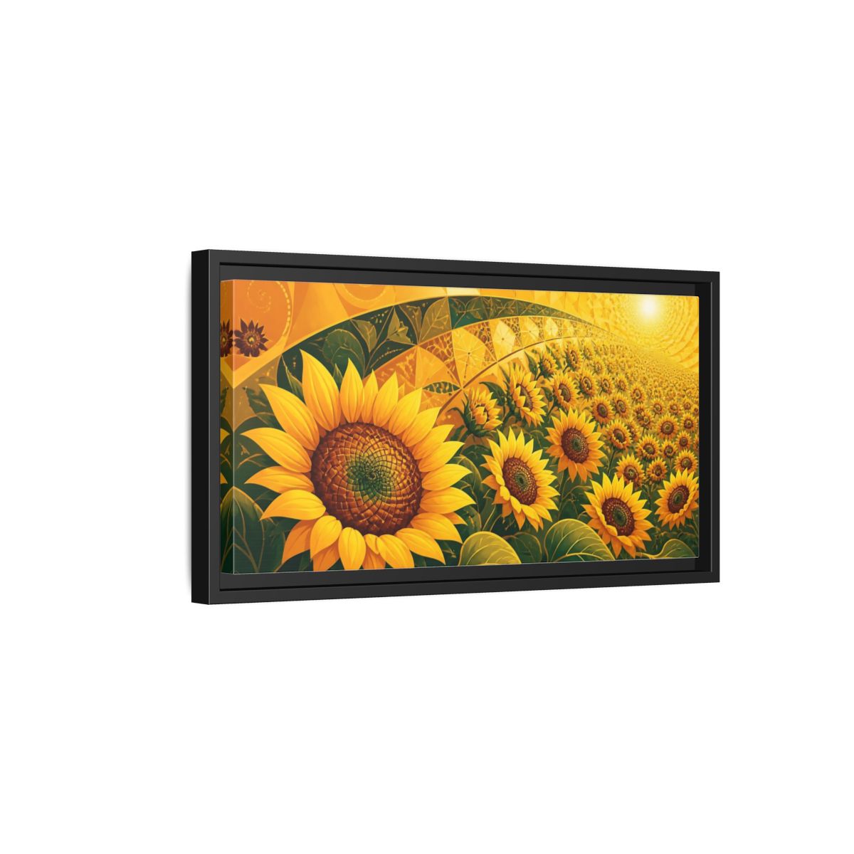 Side Mockup 8. Nature Sunflowers Yellow Sunflowers shown as stretched canvas wall art