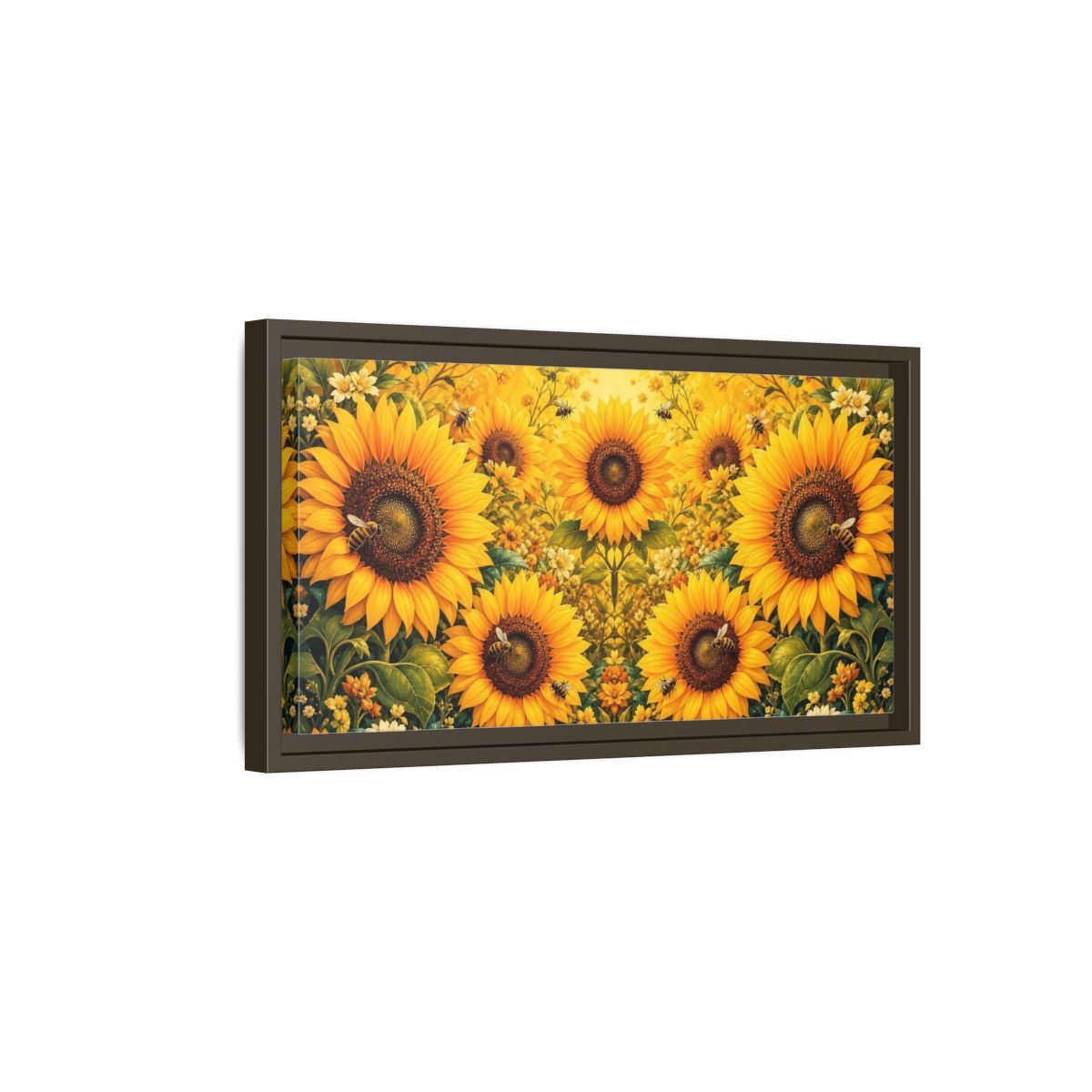 Side Mockup 7. Nature Sunflowers Yellow Sunflowers shown as stretched canvas wall art