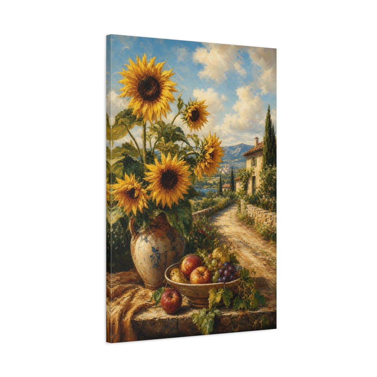 Main Mockup. Nature Sunflowers Yellow Sunflowers shown as stretched canvas wall art