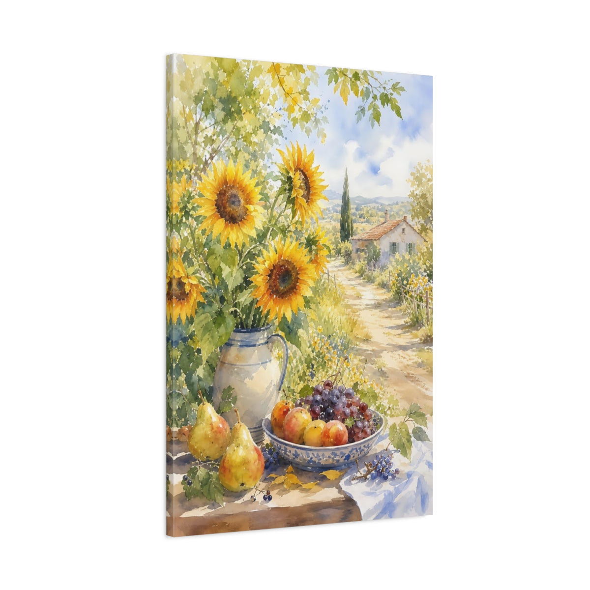 Main Mockup. Nature Sunflowers Yellow Sunflowers shown as stretched canvas wall art