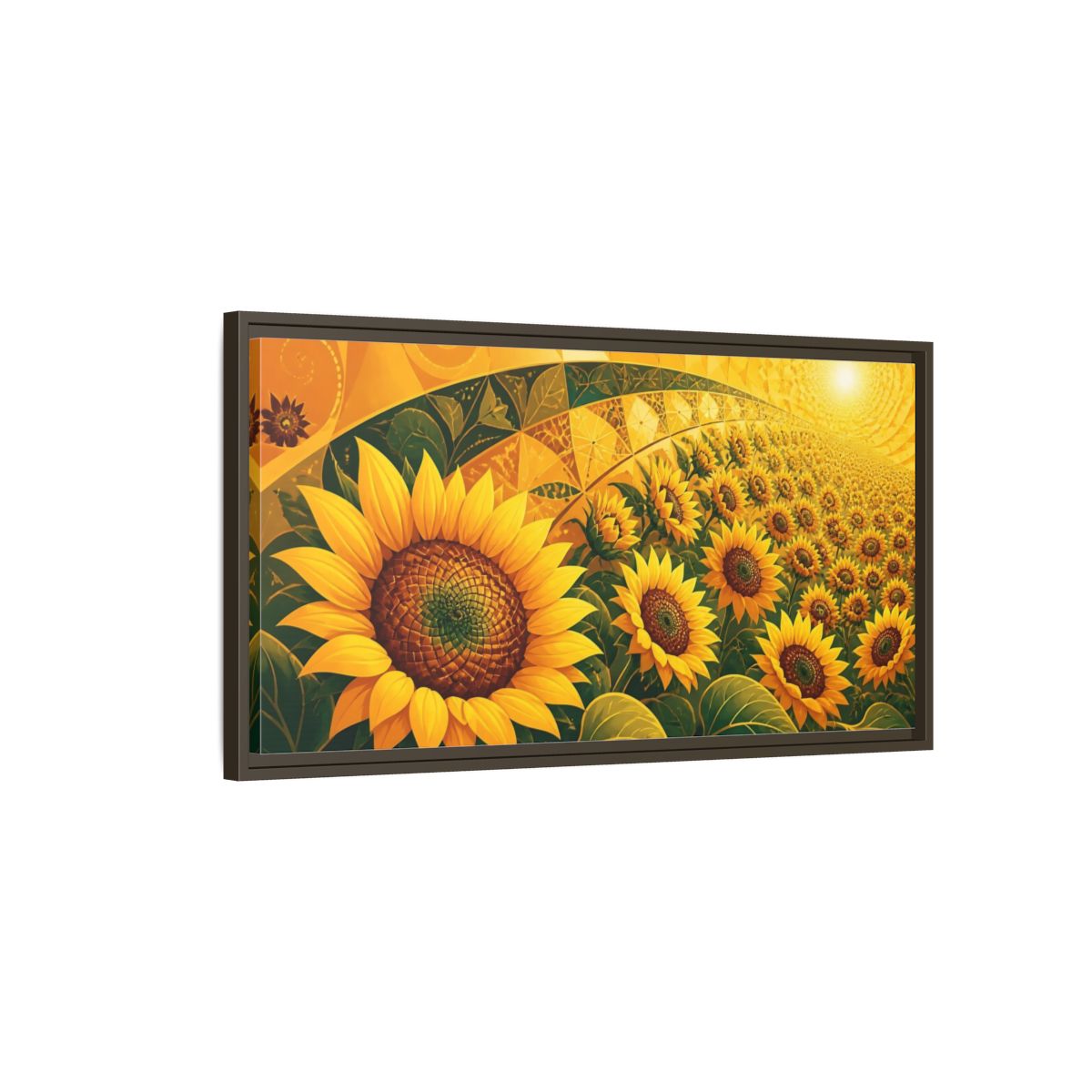 Main Mockup. Nature Sunflowers Yellow Sunflowers shown as stretched canvas wall art