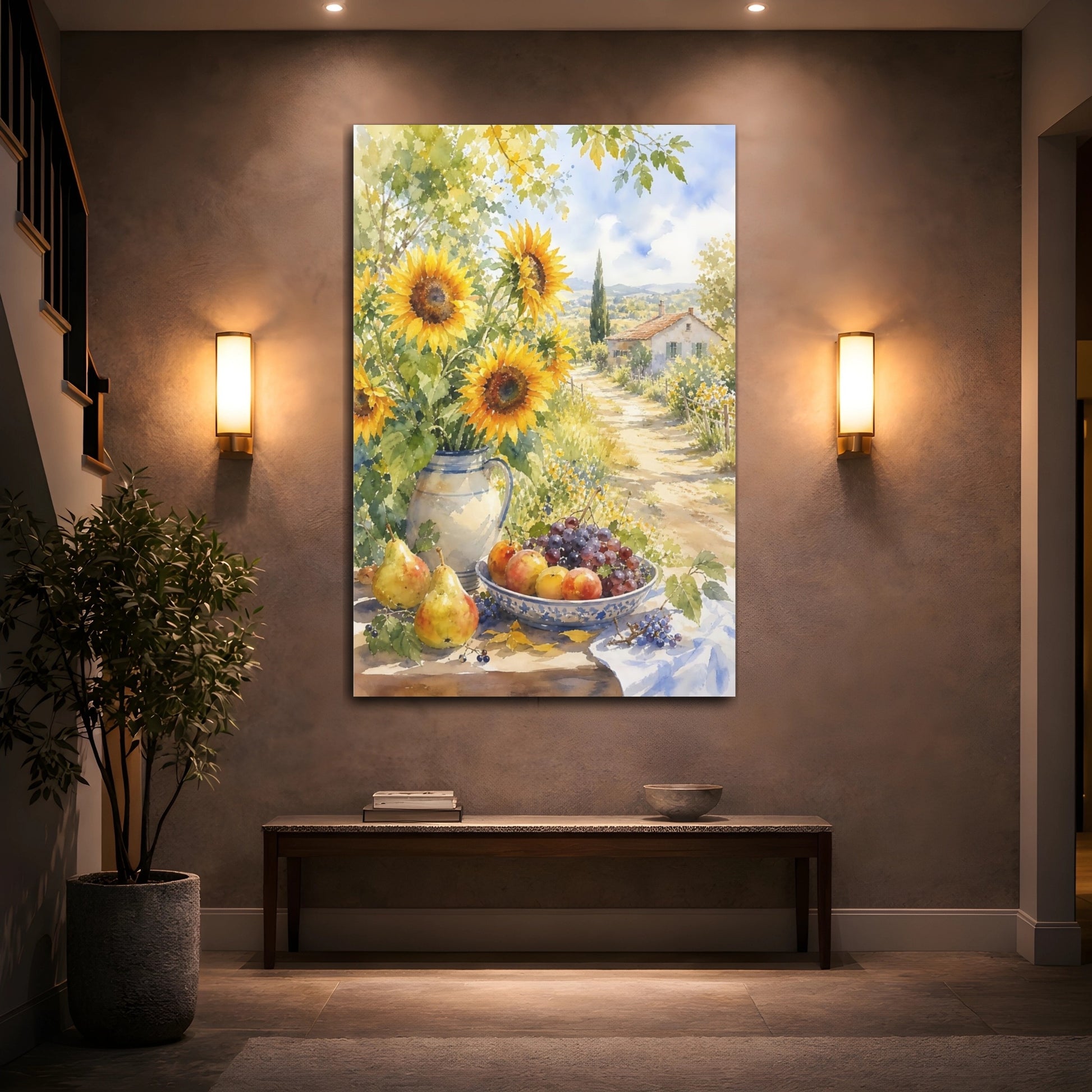 Mockup 2. Nature Sunflowers Yellow Sunflowers shown as stretched canvas wall art