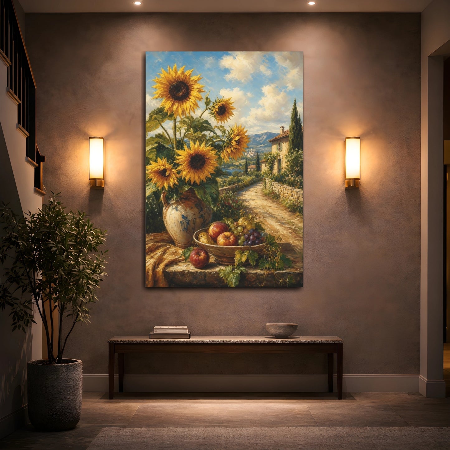 Mockup 2. Nature Sunflowers Yellow Sunflowers shown as stretched canvas wall art