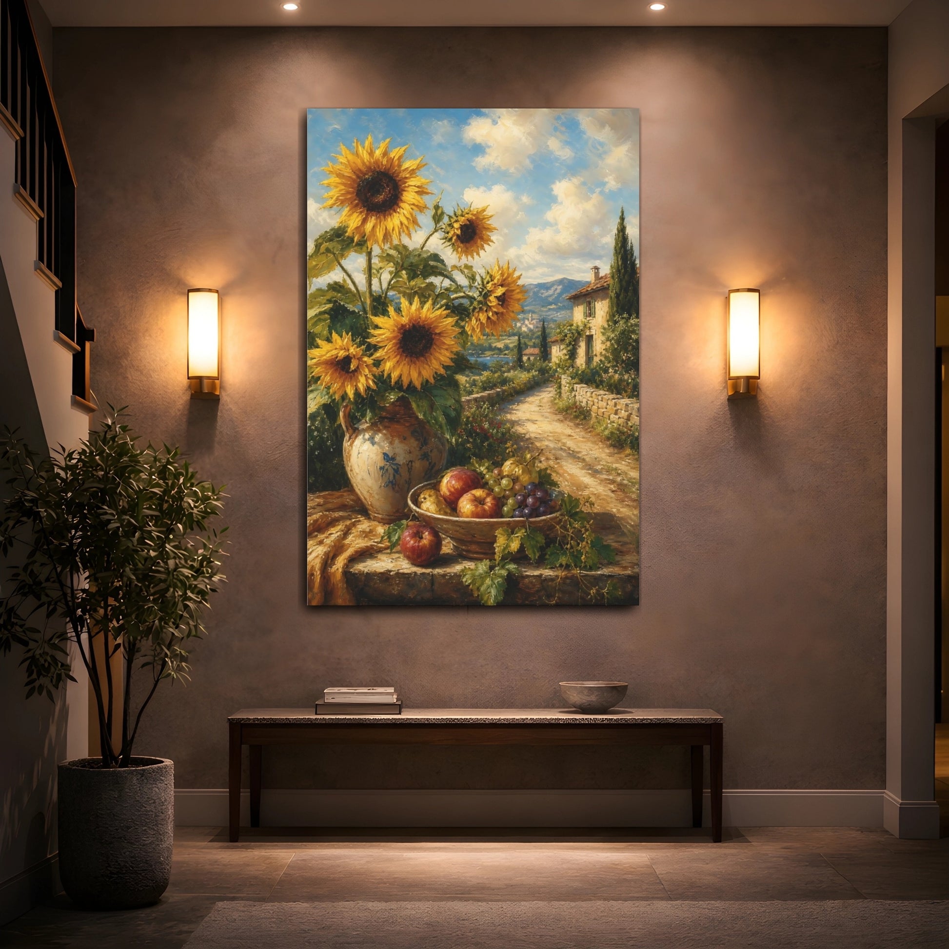Mockup 2. Nature Sunflowers Yellow Sunflowers shown as stretched canvas wall art