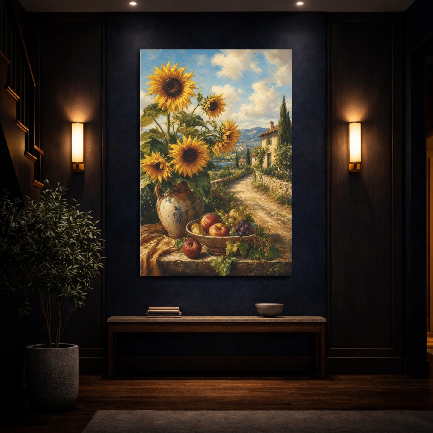 Mockup 4. Nature Sunflowers Yellow Sunflowers shown as stretched canvas wall art