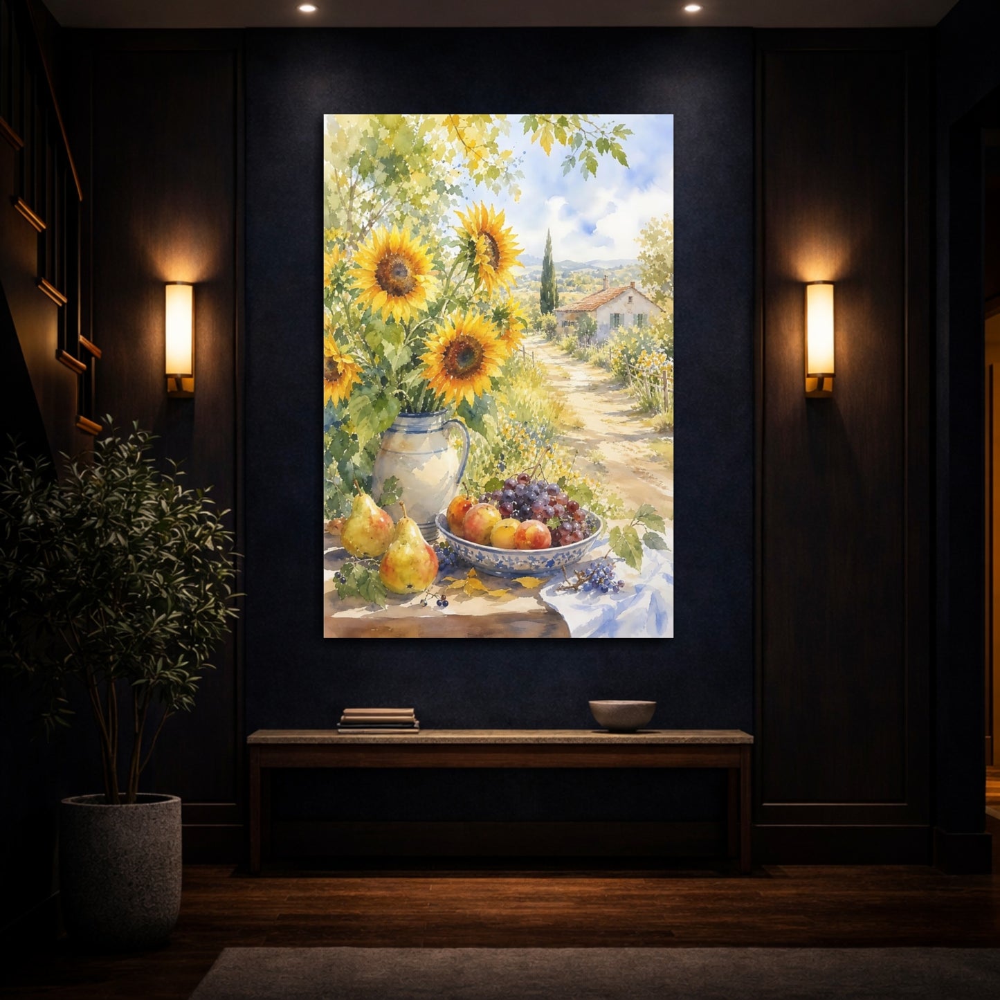 Mockup 4. Nature Sunflowers Yellow Sunflowers shown as stretched canvas wall art