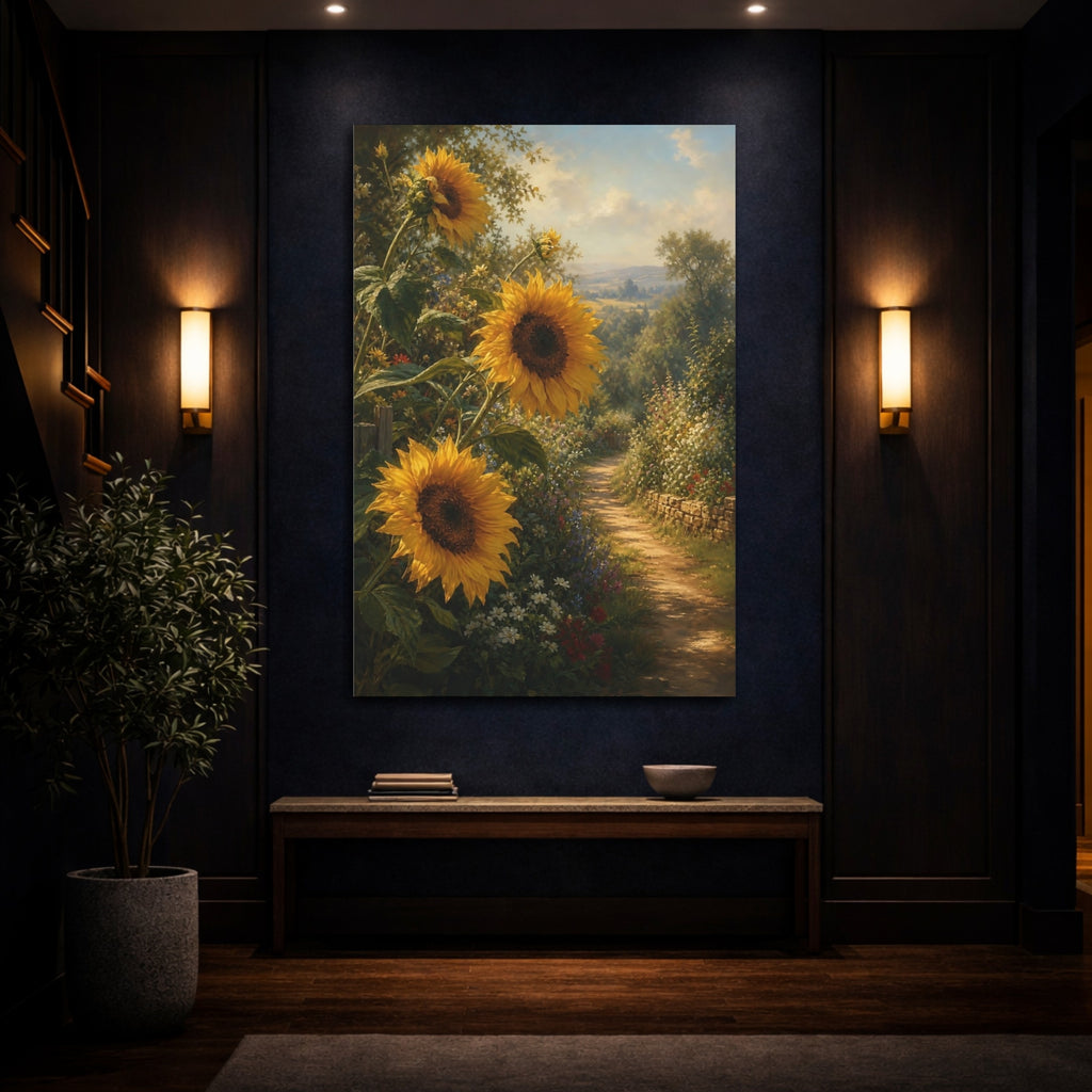 Mockup 4. Nature Sunflowers Yellow Sunflowers shown as stretched canvas wall art
