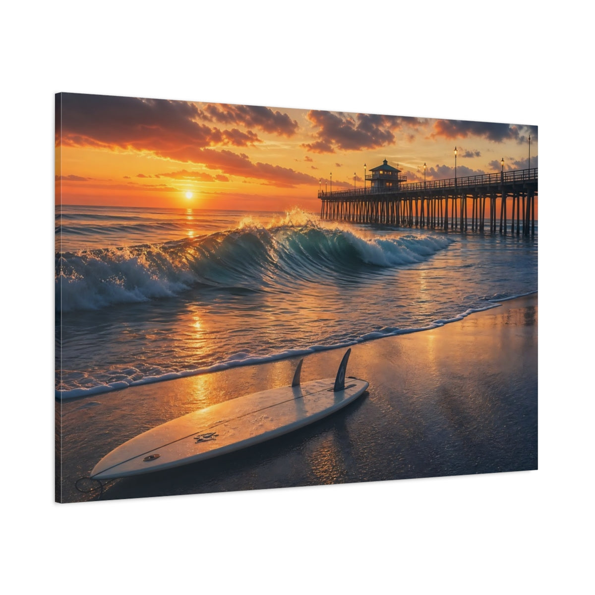 Side Mockup 1. Nature Sunset Beach Orange Sunset shown as canvas print