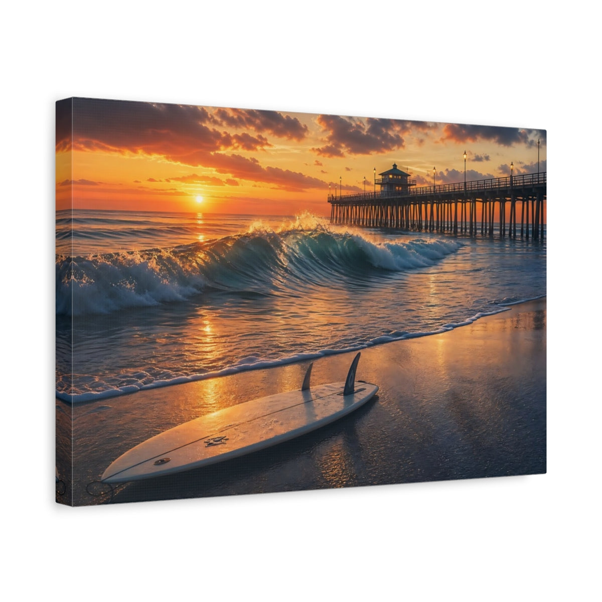 Side Mockup 4. Nature Sunset Beach Orange Sunset shown as canvas print