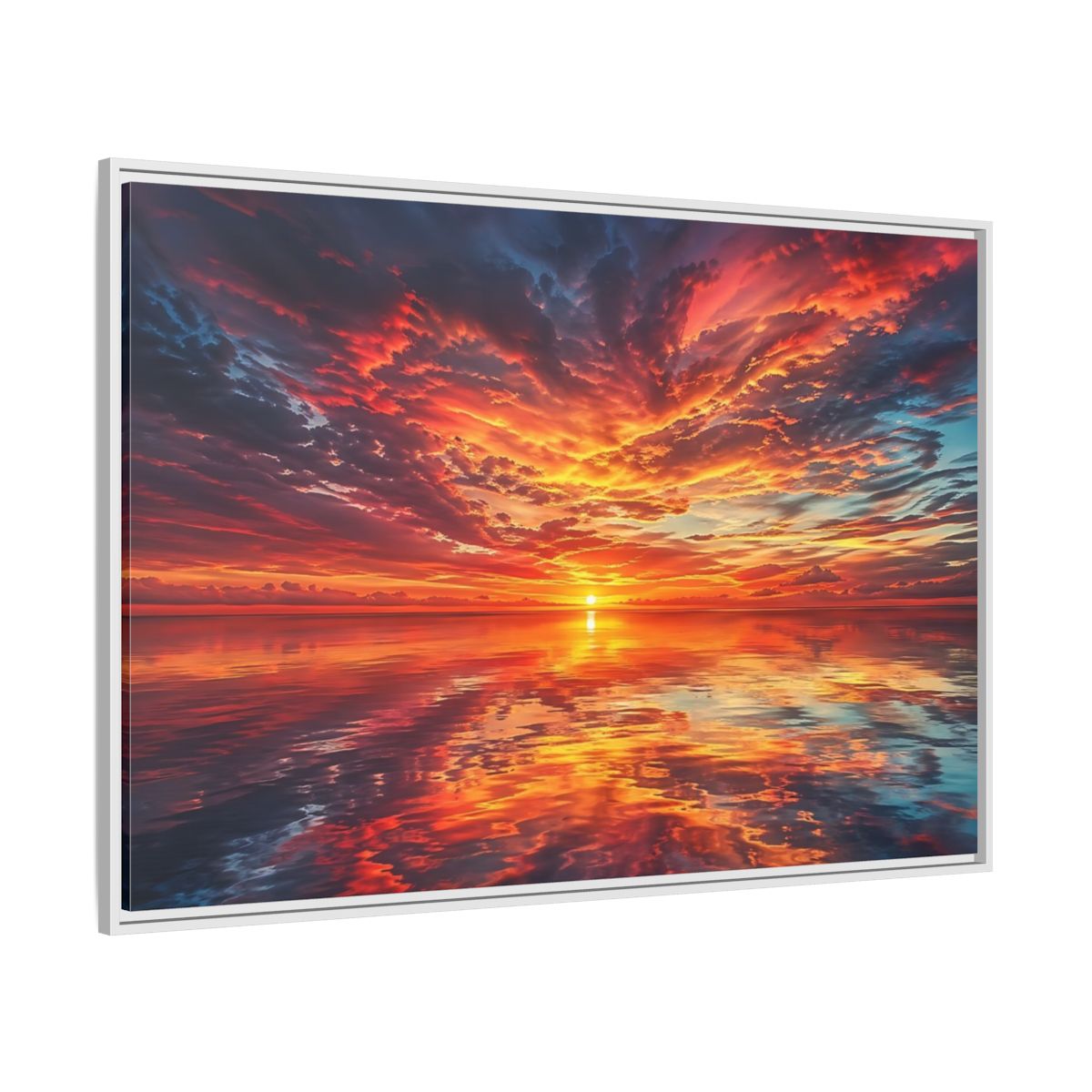Side Mockup 7. Nature Sunset Fiery Sunset shown as stretched canvas wall art