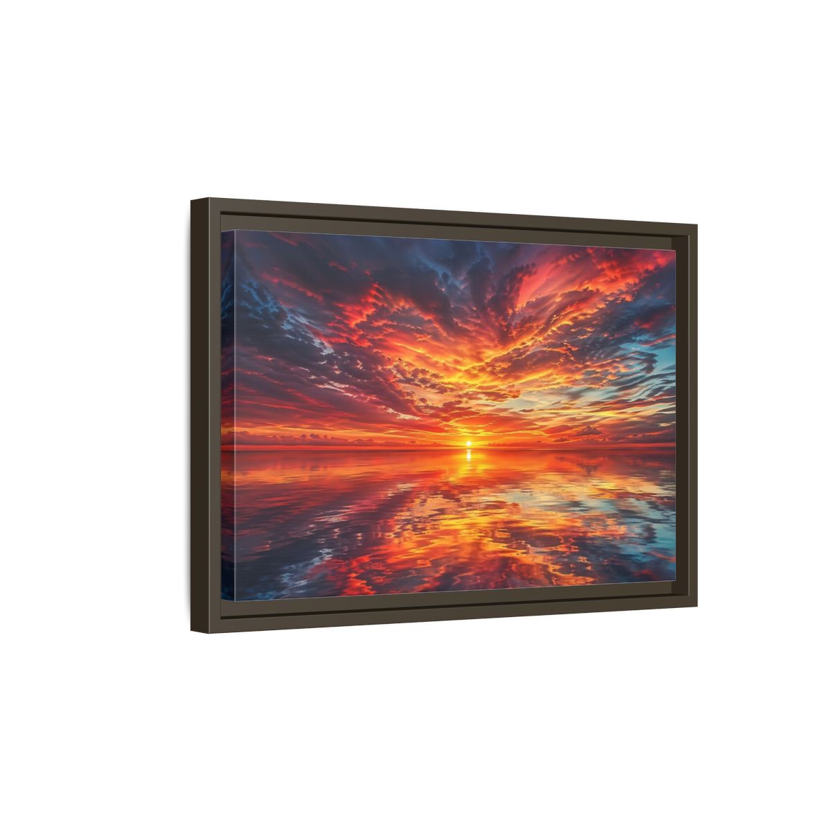 Side Mockup 5. Nature Sunset Fiery Sunset shown as stretched canvas wall art