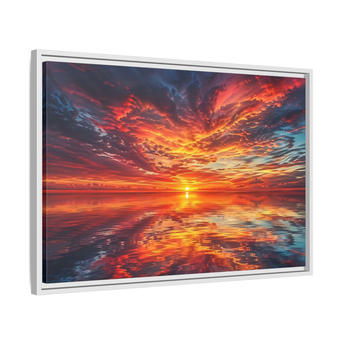 Side Mockup 10. Nature Sunset Fiery Sunset shown as stretched canvas wall art