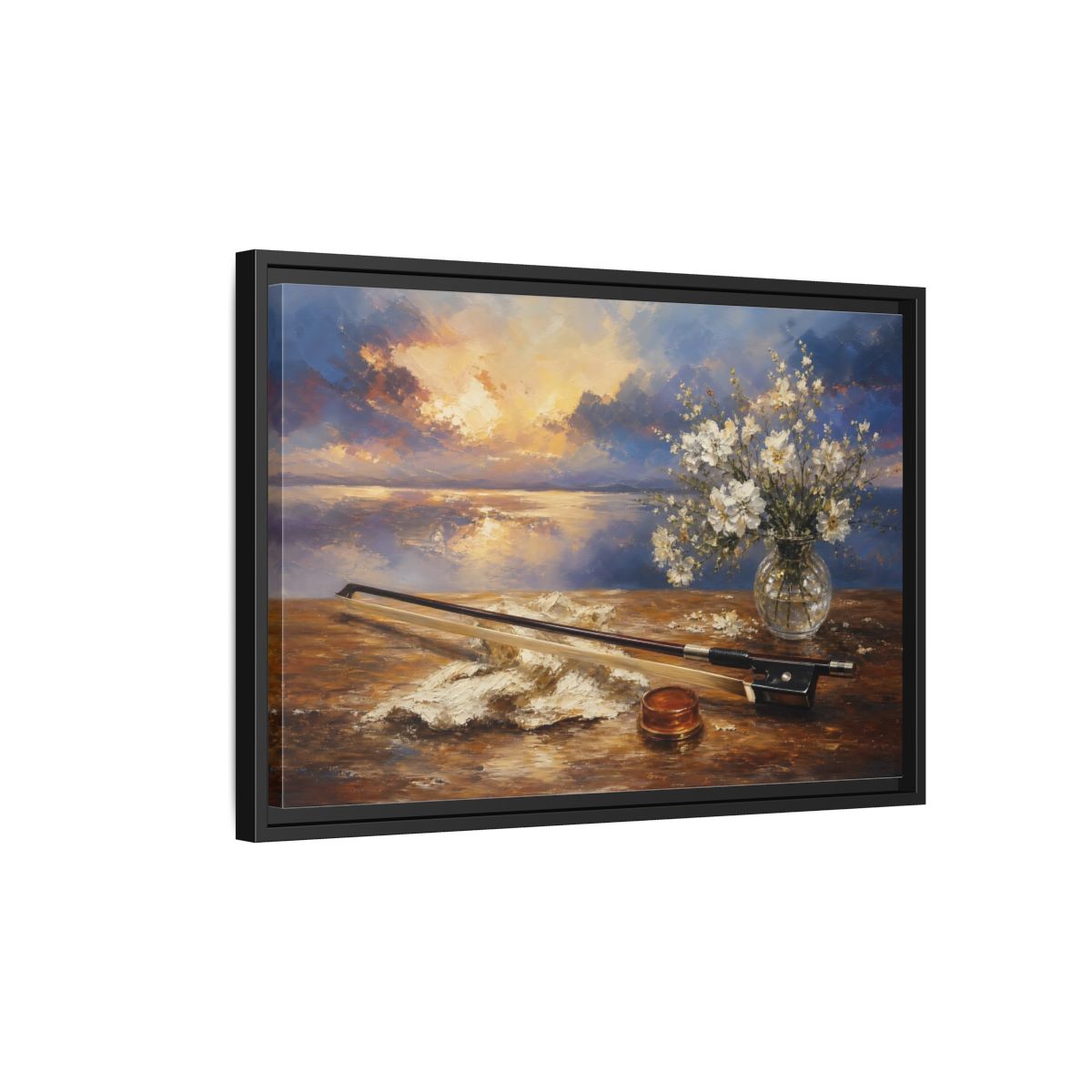 Side Mockup 3. Nature Sunset Sunset Floral Art shown as framed canvas print