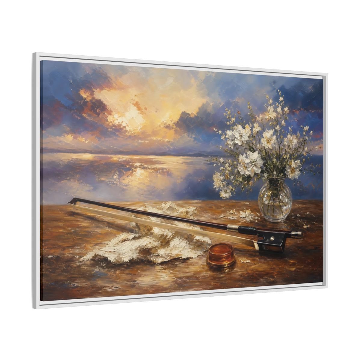 Side Mockup 7. Nature Sunset Sunset Floral Art shown as framed canvas print
