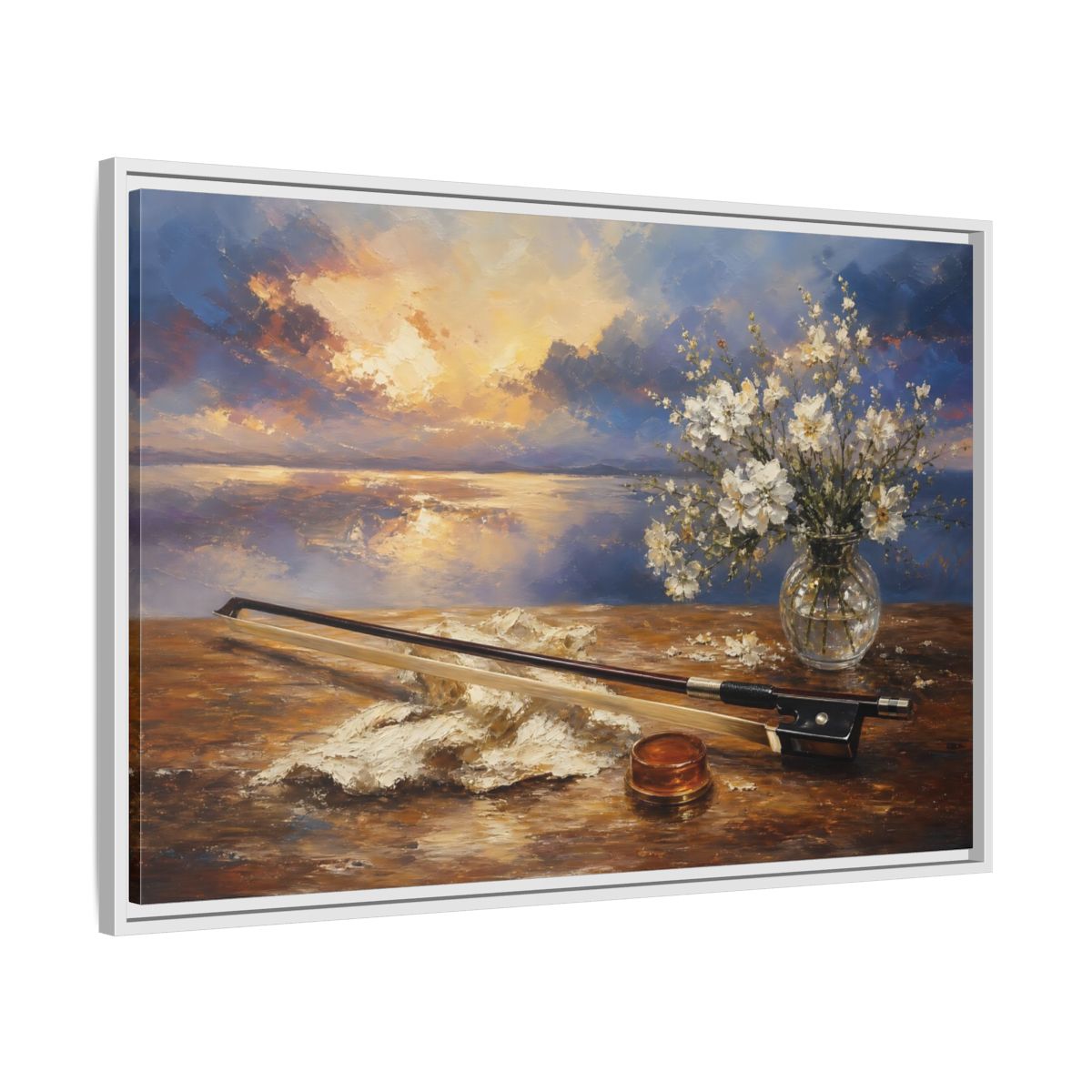 Side Mockup 9. Nature Sunset Sunset Floral Art shown as framed canvas print