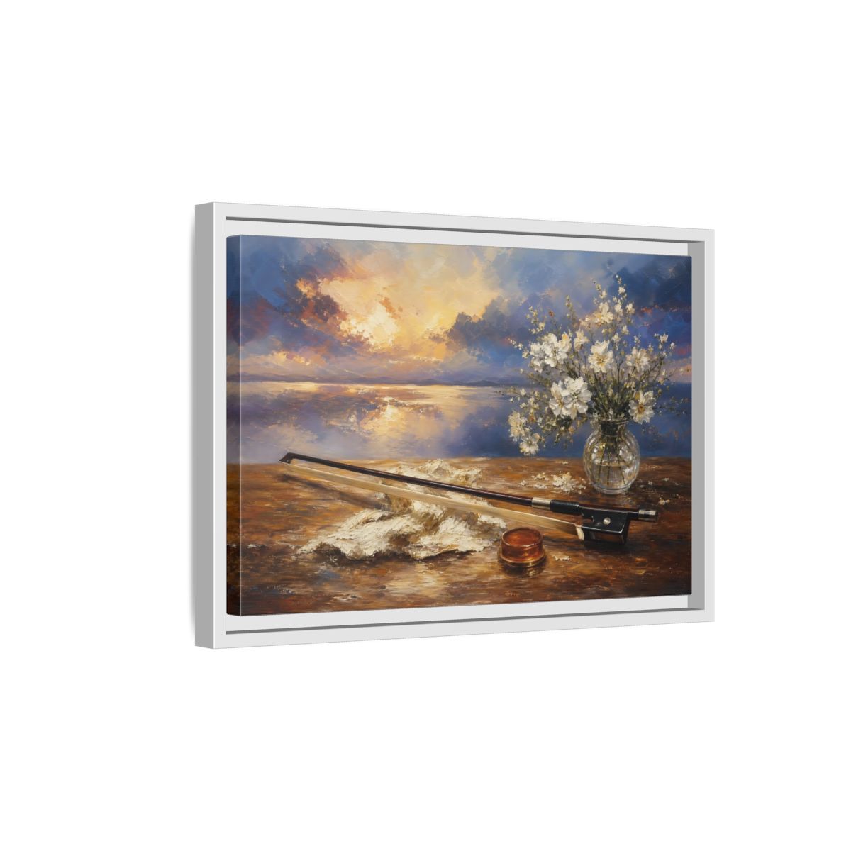 Side Mockup 4. Nature Sunset Sunset Floral Art shown as framed canvas print