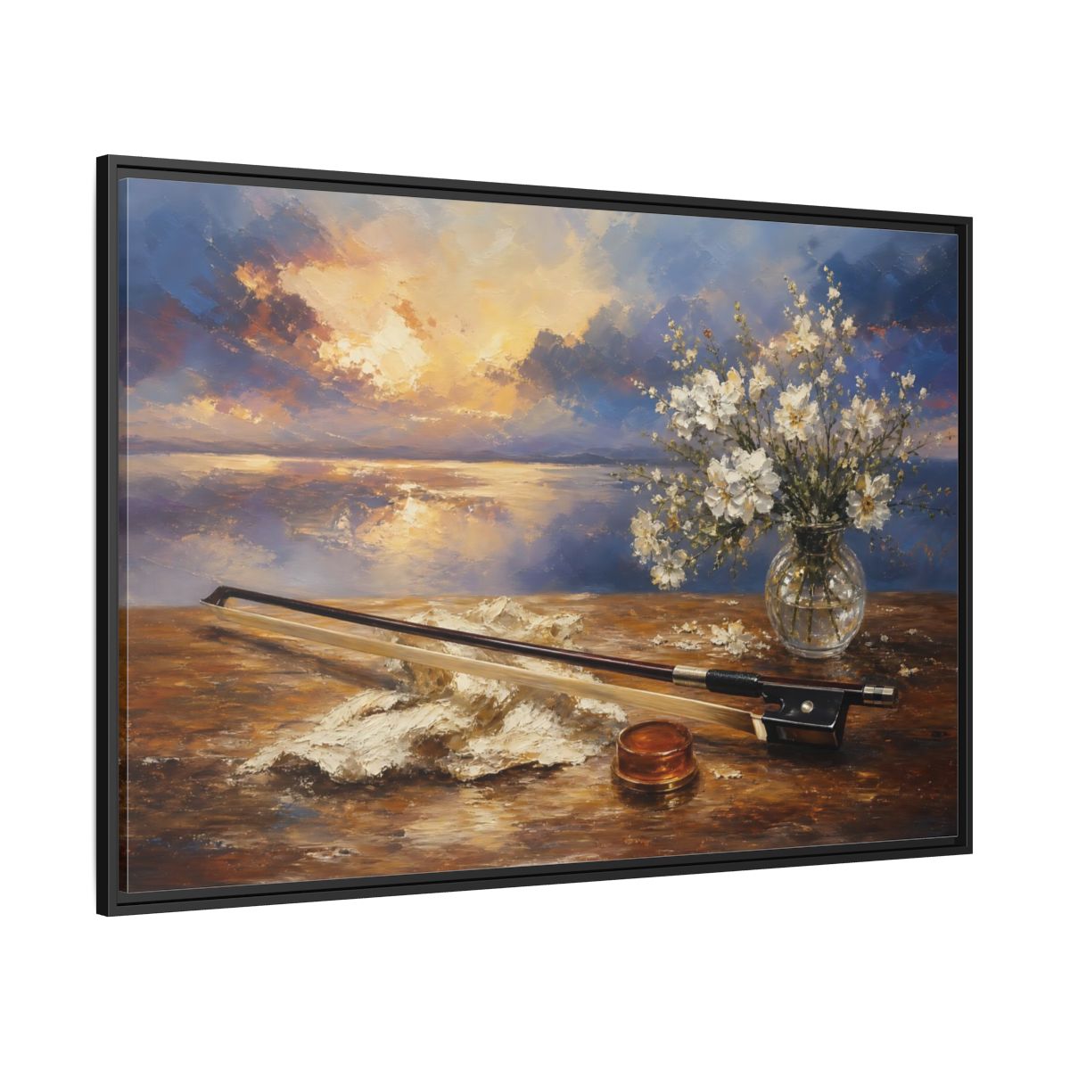 Side Mockup 12. Nature Sunset Sunset Floral Art shown as framed canvas print